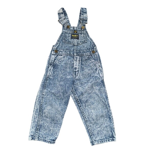 Oshkosh Vintage Vestback Acid Wash Bib Overalls Size 2T Made In USA Denim - Picture 1 of 3